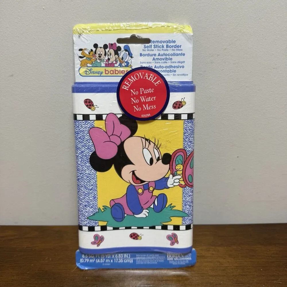 New Vintage 1990s Disney Babies Decorative Border Vinyl 5 Yards Minnie